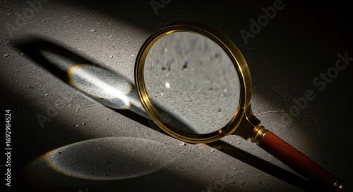 Magnifying Glass on Concrete with Dramatic Lighting