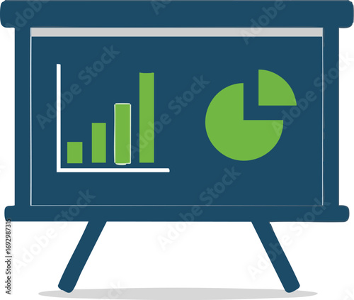 Illustration Vector of Presentation Board with Graph and Chart Data in Modern Style