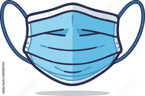 Illustration Cartoon Medical Mask Vector with Blue Color Tones for Healthcare Design