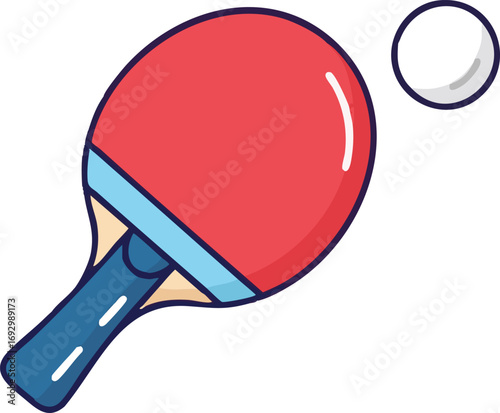 Vector Illustration of a Table Tennis Racket and Ball Icon in a Modern Flat Design Style
