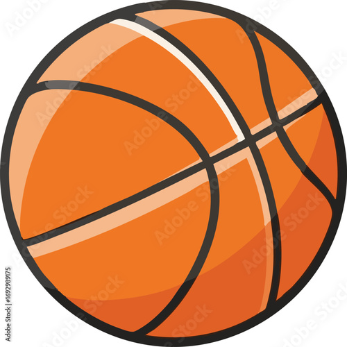 Cartoon Basketball Vector Illustration in Orange Color with Black Lines Scalable Design