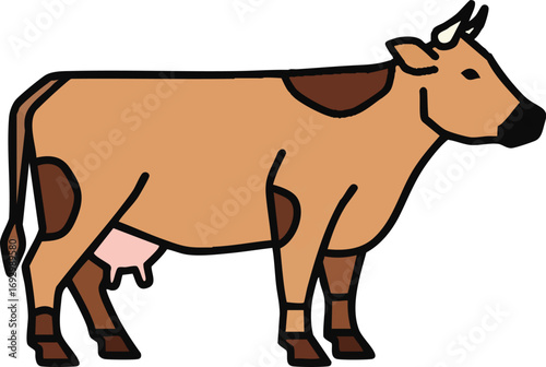 Illustration Vector of a Cow with Brown Spots Minimalist Style