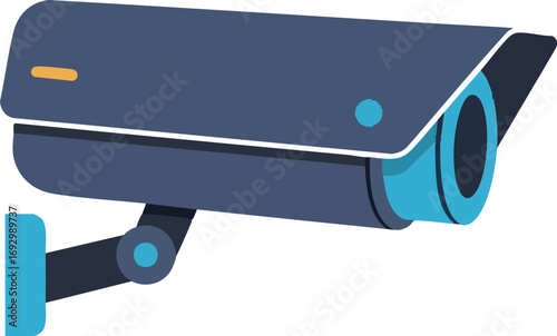 Illustration Vector of Security Camera with Modern Flat Style in Dark Blue and Light Blue colors