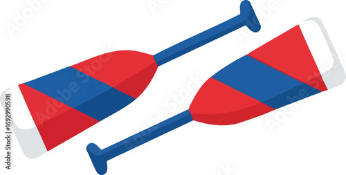 Illustration Two Paddle Vector Design with Red and Blue Stripes Modern Style