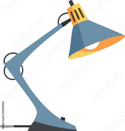 Illustration Vector of a Blue Desk Lamp with Adjustable Arm in Modern Style