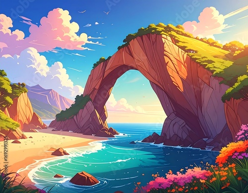Colorful coastal landscape