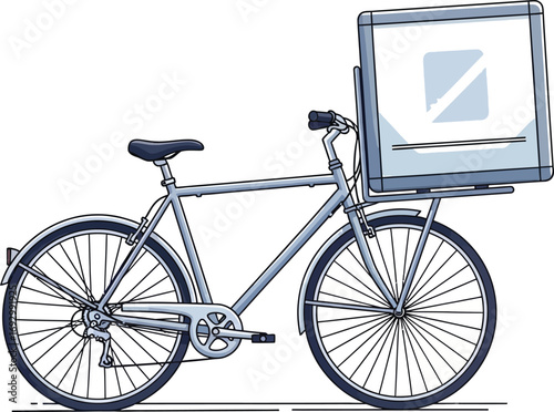 Illustration of a delivery bicycle with a box isolated on white background for delivery services concept