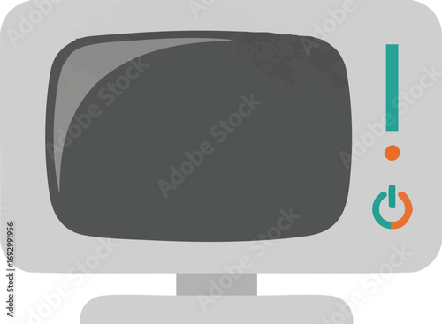 Modern Vector Illustration of a Computer Monitor with Rounded Rectangular Design in Gray Green and Orange Colors
