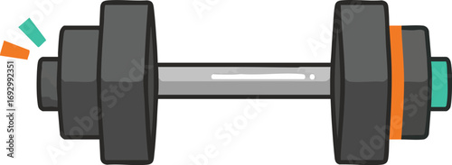 Modern Dumbbell Vector Illustration for Fitness and Gym Design with Gray and Orange Elements