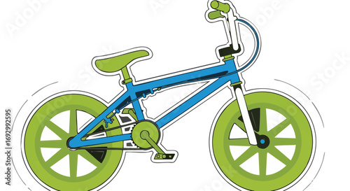 Illustration Vector of a Bicycle with Cartoon Style in Blue and Green Colors