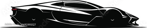 Sleek and modern sports car silhouette, showcasing aerodynamic design and powerful lines isolated on white background