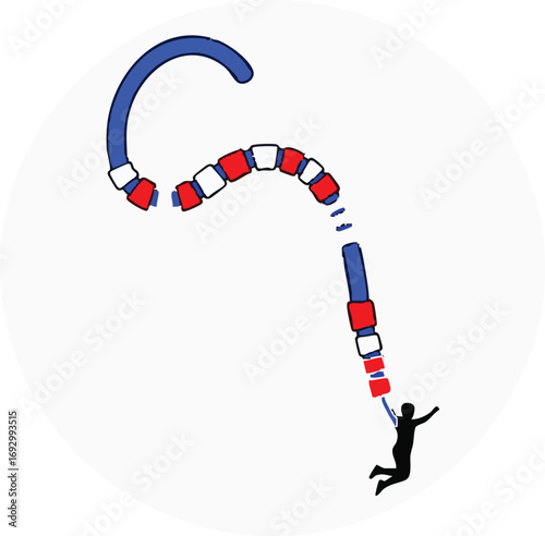 Abstract Vector Illustration of Figure with Red White Blue Connected Blocks