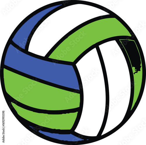 Volleyball Graphic Vector Illustration for Sport Team Branding in Blue Green and White