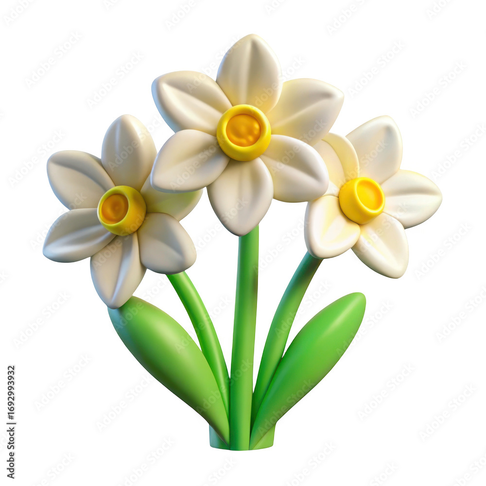 Naklejka premium 3d daffodils isolated on transparent background