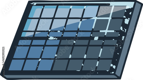 Illustration Vector of Solar Panel with Square Cells in Blue Tone Modern Style