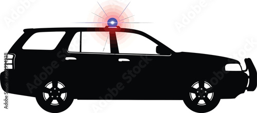 Police car isolated on white background, a law enforcement vehicle for patrolling and emergency response