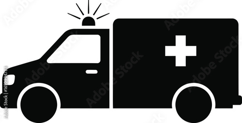 Ambulance car icon isolated on white background, emergency vehicle for medical assistance and healthcare service