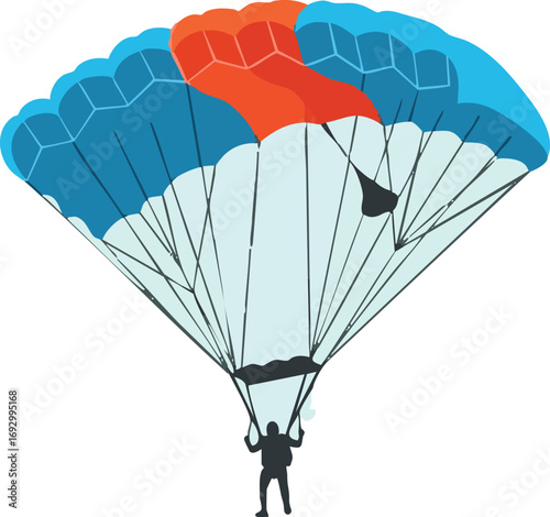 Illustration Vector of a Skydiver with Parachute in Blue Orange Color Scheme Sport Lifestyle Adventure Design