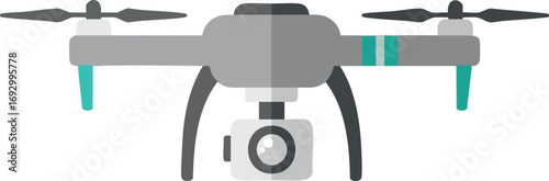 Modern Drone Vector Illustration with Geometric Shapes in Grey and Teal Colors