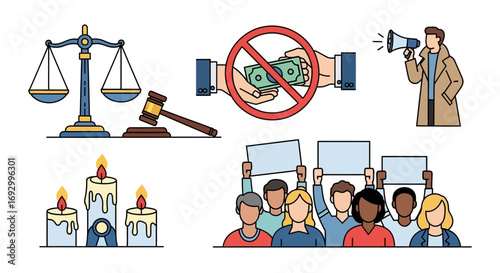 Social Justice and Activism Icons Set.
