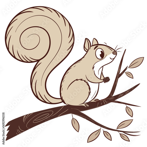 squirrel on a branch, Vector art illustrations, Colorful squirrel, Vector art design, clamp up vector squirrel