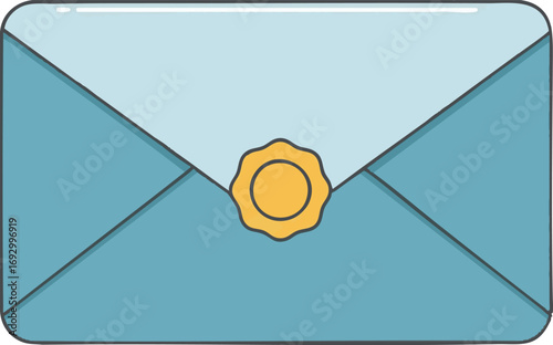 Illustration Envelope Vector with Round Seal Light Blue Design