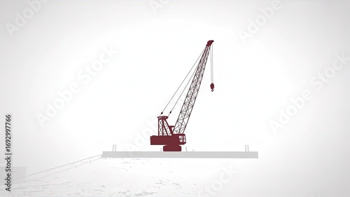 Industrial Crane Silhouette: An illustrated shot showcasing a large construction crane with its tall jib and heavy-duty components against a minimalist backdrop.