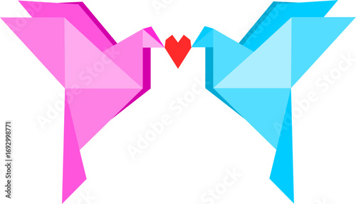 origami love bird on a white background vector image