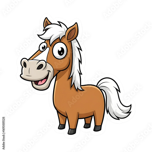 A charming cartoon horse smiles cheerfully, perfect for a playful, family-friendly design or project, showcasing the joy of the equine world.