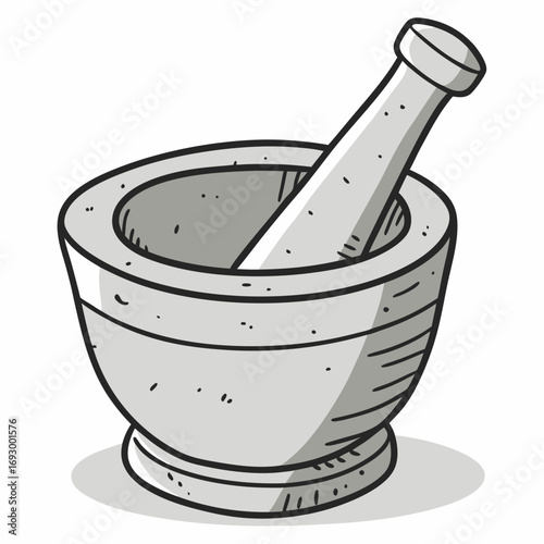 Classic mortar and pestle tool for grinding spices herbs and preparing remedies for a healthy lifestyle