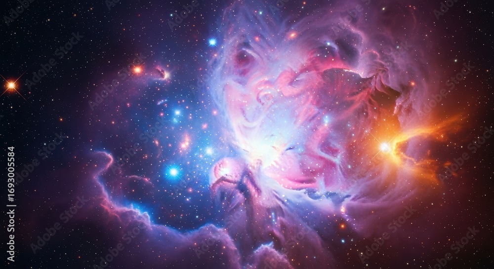 Obraz premium Vibrant Nebula in Deep Space - Cosmic Background