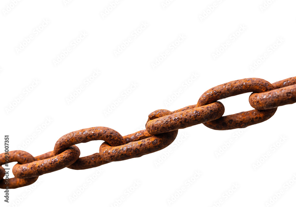 Obraz premium 錆びついた鎖の質感 暗い背景に浮かび上がる鉄の連鎖