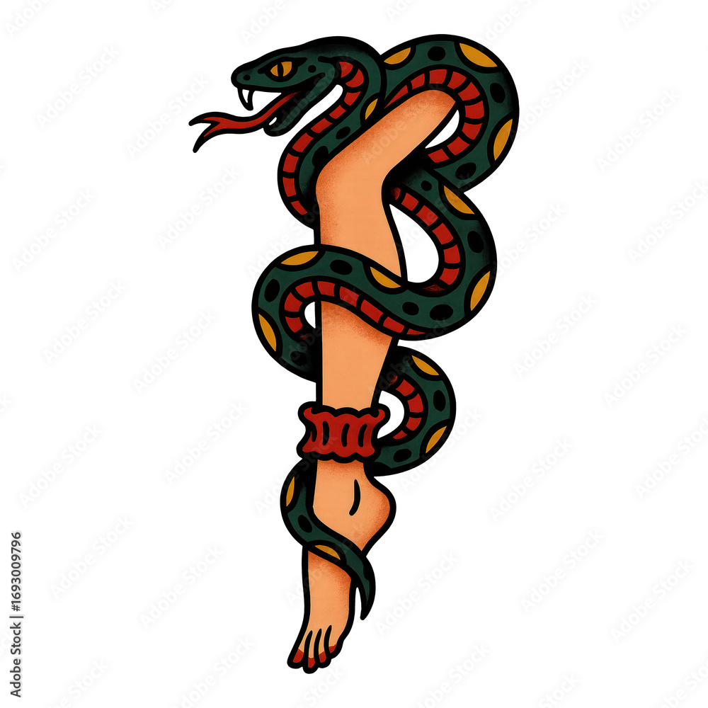 Obraz premium PNG Tattoo snake wrapped leg