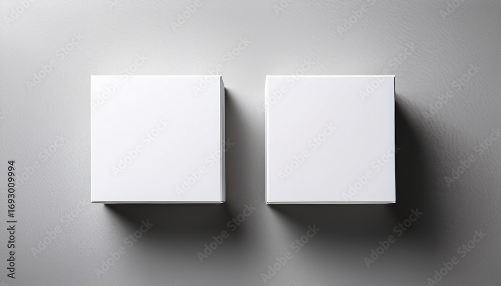 Fototapeta premium two blank white square boxes on a light gray background perfect for mockup design