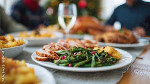 Festive succulent feast glistens under fairy-lit yuletide table, celebrating Yule and Kwanzaa culinary delights with verdant gusto