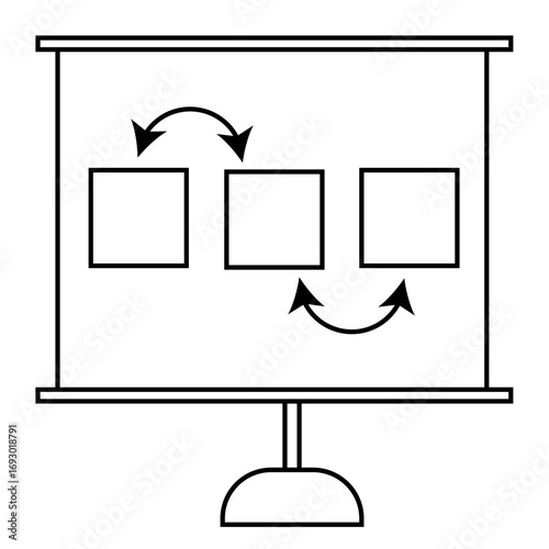 Vector illustration of an empty gallery room with a blank TV screen on a wall