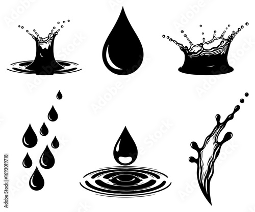 Water drops and splash silhouette