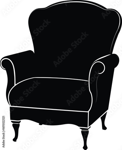 Vector illustration of a black armchair