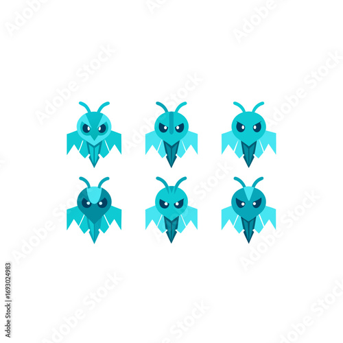 10 different ice powered insect head mascot style 