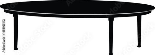 Vector black round table with legs