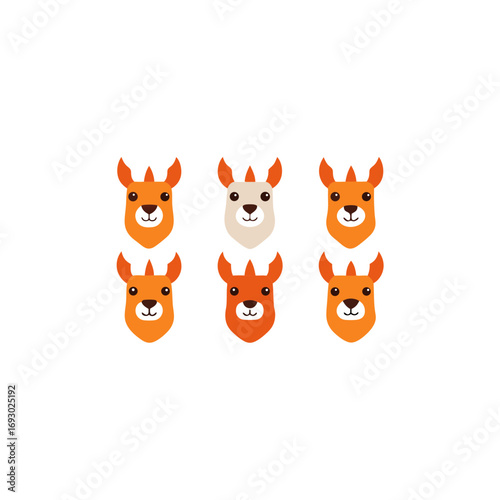 10 different llama mascot style animal head vector