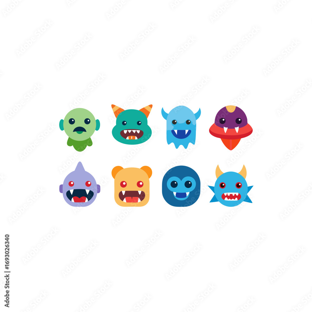 Obraz premium 8 different space monster mascot style animal head
