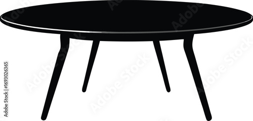 Black round coffee table vector