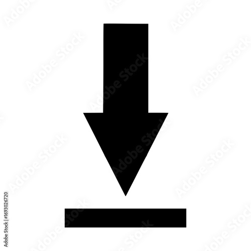Download Icon Simple Black Arrow Pointing Down for Digital Downloads, Download vector icon, file download icon