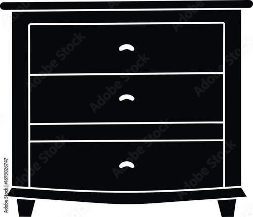Vector black and white chest of drawers icon