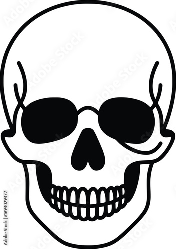 Stylized skull with sunglasses frontal view a bold graphic element for design projects