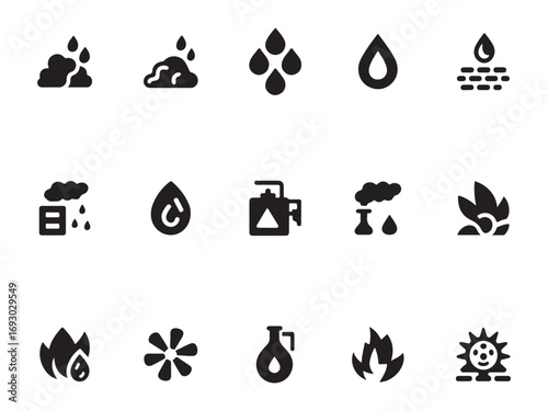Power & Fuel Energy Icons – Abstract Industrial & Renewable Vector Set – Vol.6
