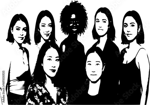 Women of different ethnicities together.
