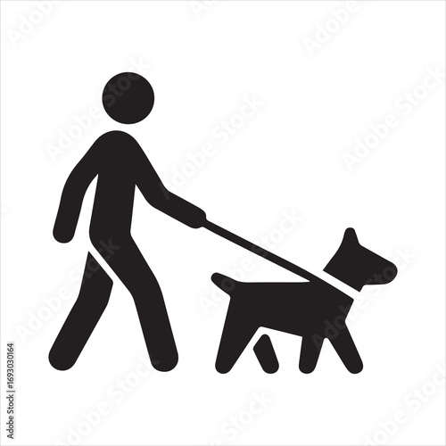 person walking dog vector icon