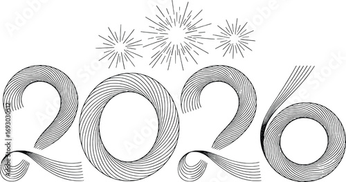 Sparkling new year 2026 celebration with festive shimmering numbers and celebratory fireworks